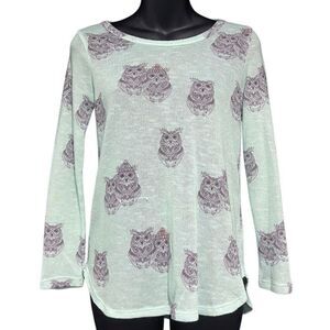 Mudd Mint Green Owl Pullover Close-Knit Sweater Girl’s 10
